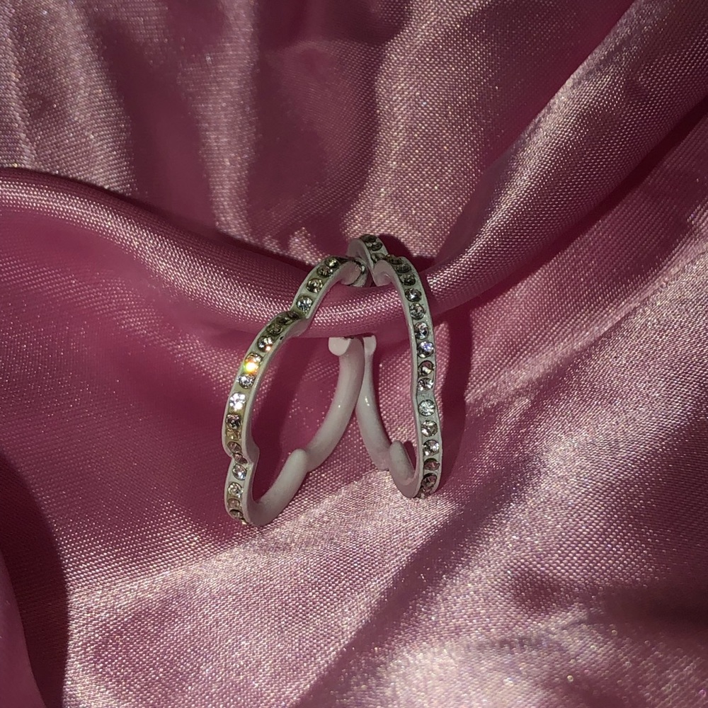 White crystal bling hoops small NEW